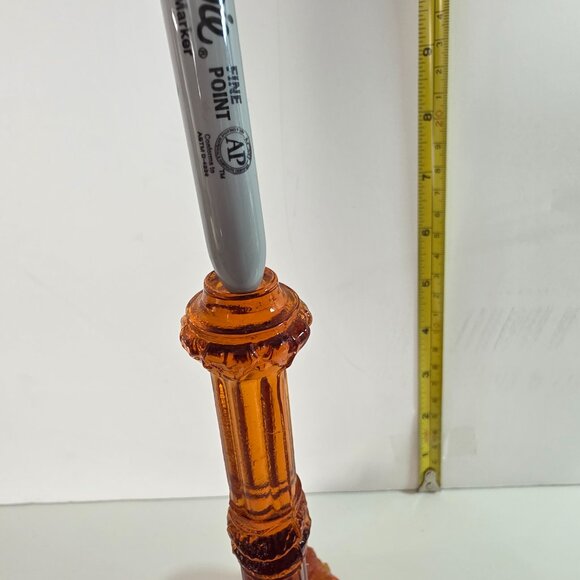 Portieux Vallerysthal Bavards Diving Dolphin - Koi Fish Candlestick - Amber - Picture 9 of 12